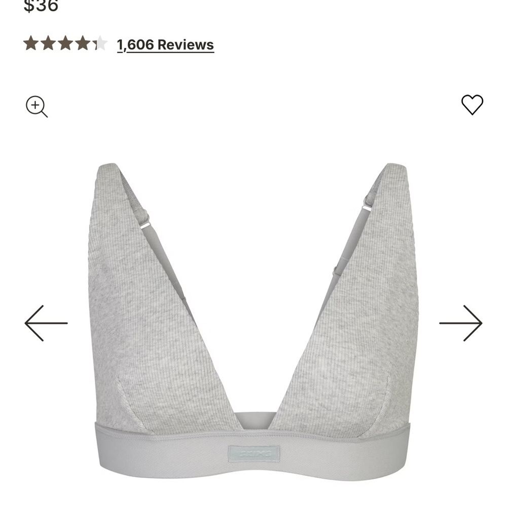 SKIMS Heather Gray Wireless Bralette with Plunging V-Neck NWT